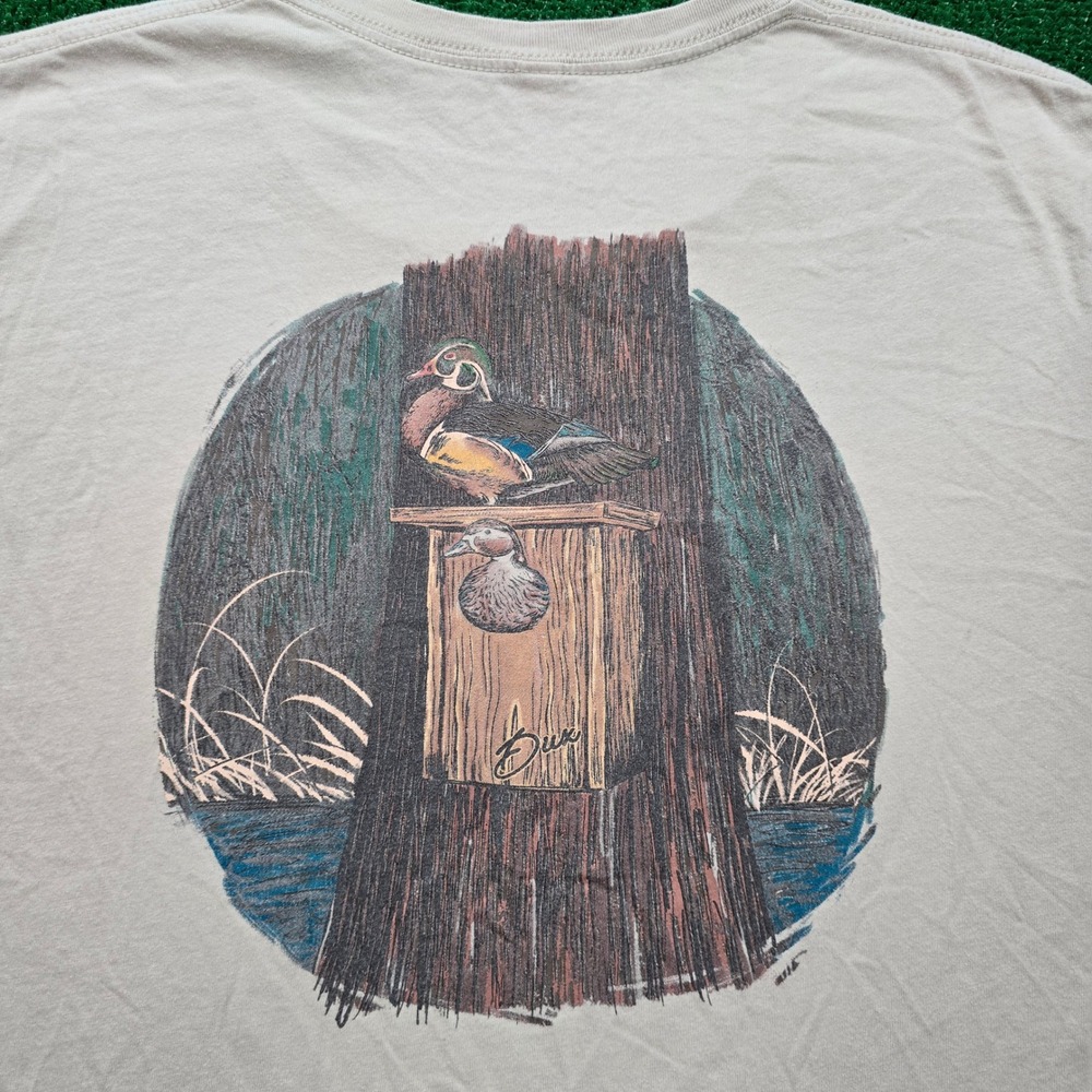 Dux Tshirt‎ Mens 2XL Beige Tan Graphic Duck Box Back Print Casual Tee Outdoors - Picture 2 of 8